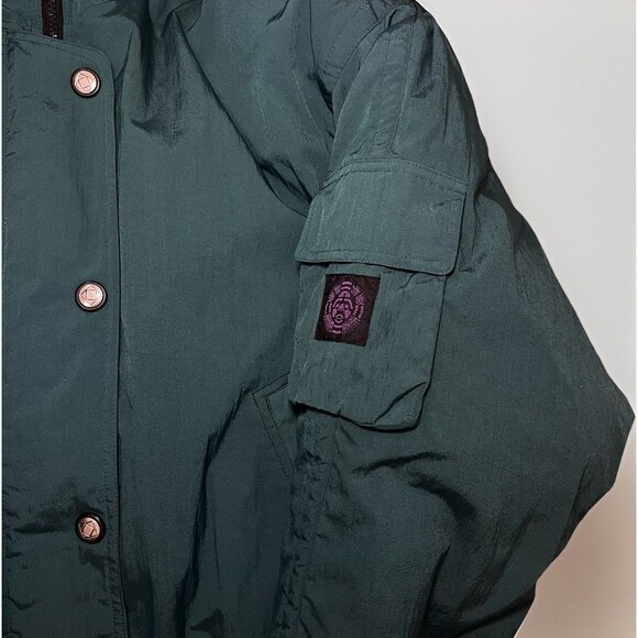 RARE VTG London Fog Puffer Jacket Men’s L 80s 90s Green Aztec Lining Coat - Picture 3 of 11